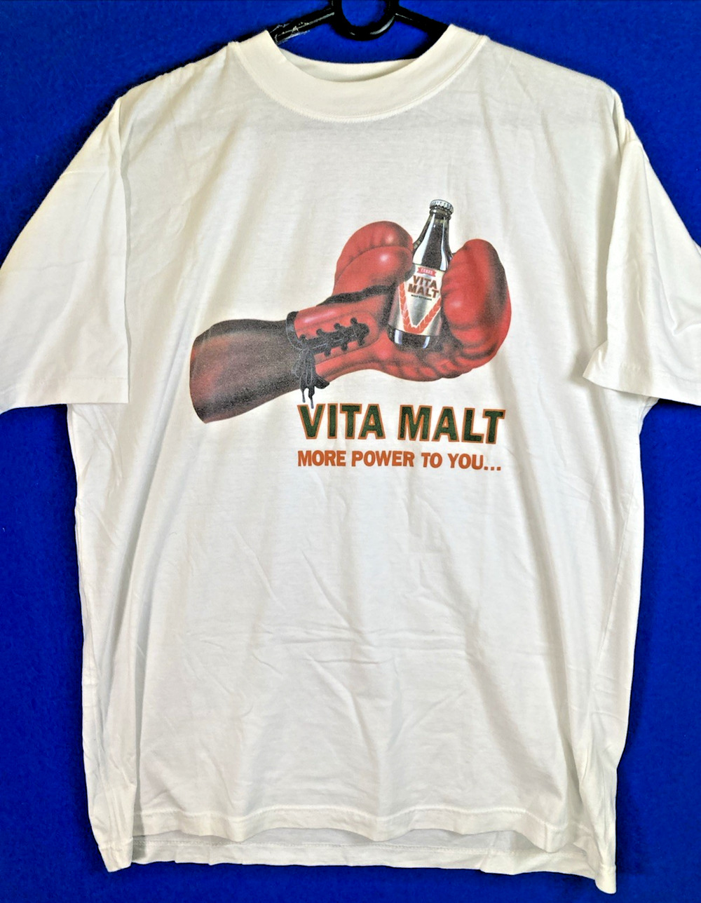 Vintage Vita Malt Boxing Promo T-Shirt White Single Stitch Men's Size XL